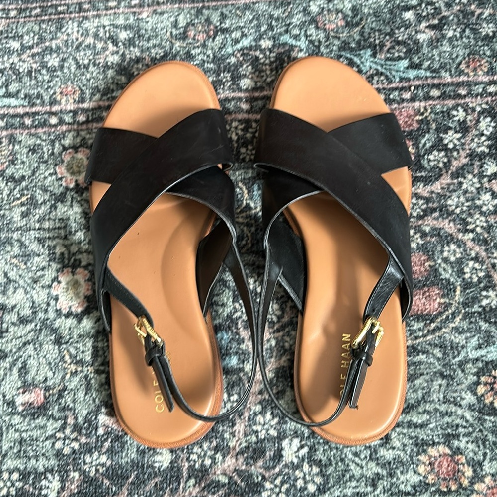 Cole Haan black leather sandals. Like new.